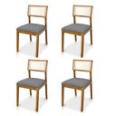 Ver imagem 2 de Kit 04 Cadeiras de Jantar e Living Millie com Tela Natural Estofada Linho - Desk Design