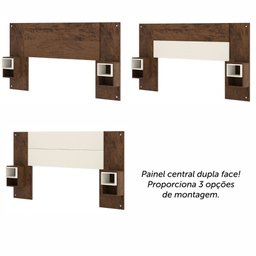 Cabeceira Extensível Solteiro Casal com 2 Mesas Lateral:imbuia Champanhe - 4