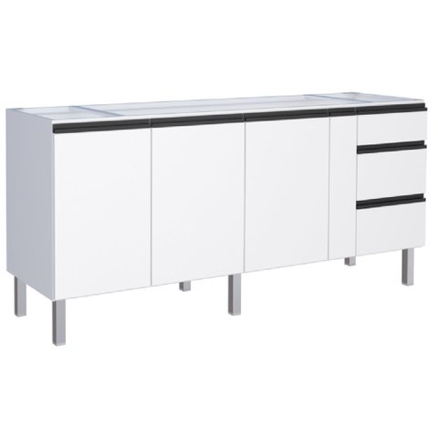 Gabinete em Aço Gaia Branco para Pias de 2,00 Metro com 4 Portas e 3 Gavetas - P101305 - Cozimax