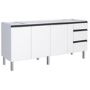 Ver imagem 1 de Gabinete em Aço Gaia Branco para Pias de 2,00 Metro com 4 Portas e 3 Gavetas - P101305 - Cozimax