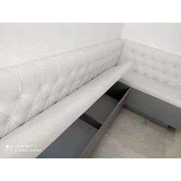 Canto Alemão Branco em L 1,50m X 1.50m com Baú Amadeirado - 2