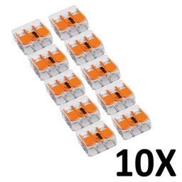 Kit 10 Conector Emenda Compacto Fios e Cabos 3 Vias 221 Wago - 1