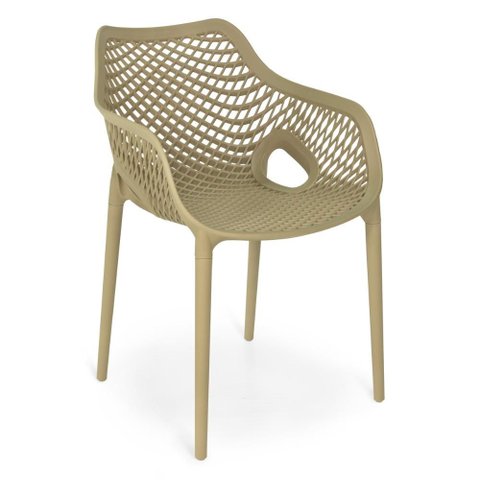 Cadeira de Jantar Design Suits com Braço Empilhável em Polipropileno - Nude