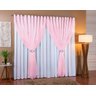 Cortina Voil Com Forro Microfibra Sala E Quarto 8,00x2,60 Branco/Rosa - 1