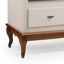 Ver imagem 3 de Rack para Sala com Pés Luis Xv 2 Gavetas e Nicho 60502 Linz Móveis - Off White/imbuia Glazer
