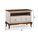 Ver imagem 5 de Rack para Sala com Pés Luis Xv 2 Gavetas e Nicho 60502 Linz Móveis - Off White/imbuia Glazer