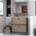 Ver imagem 1 de Gabinete de Banheiro com Pia e Espelheira 80cm Ref 810 London Marrom/Gianduia/Itapuã