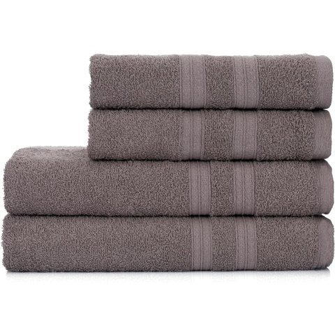 Jogo de Toalhas 100% Algodão Alta Absorção (2 Banho + 2 Rosto ) Padrão Hotel/pousada - Cinza