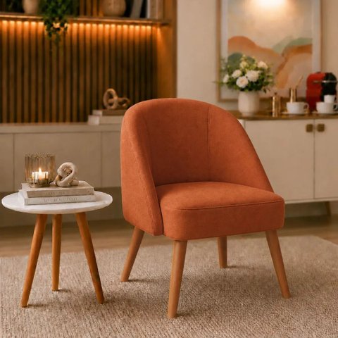 Kit 02 Cadeira Poltrona para Sala Lua Confortável e Reforçada Terracota