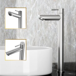 Torneira de Banheiro Lavabo Madrid Bica Alta Aço Escovado Goldenx