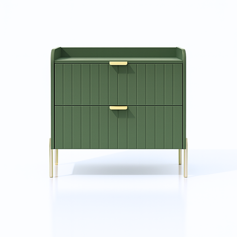 Mesa de Cabeceira Venus 60cm 100% Mdf Verde Base Metálica:champagne