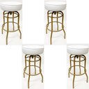 Ver imagem 1 de Kit 4 Banquetas Alta Bar Giratória cor Dourado fosco assento branco - Poltronas do Sul