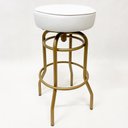 Ver imagem 2 de Kit 4 Banquetas Alta Bar Giratória cor Dourado fosco assento branco - Poltronas do Sul