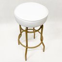 Ver imagem 3 de Kit 4 Banquetas Alta Bar Giratória cor Dourado fosco assento branco - Poltronas do Sul