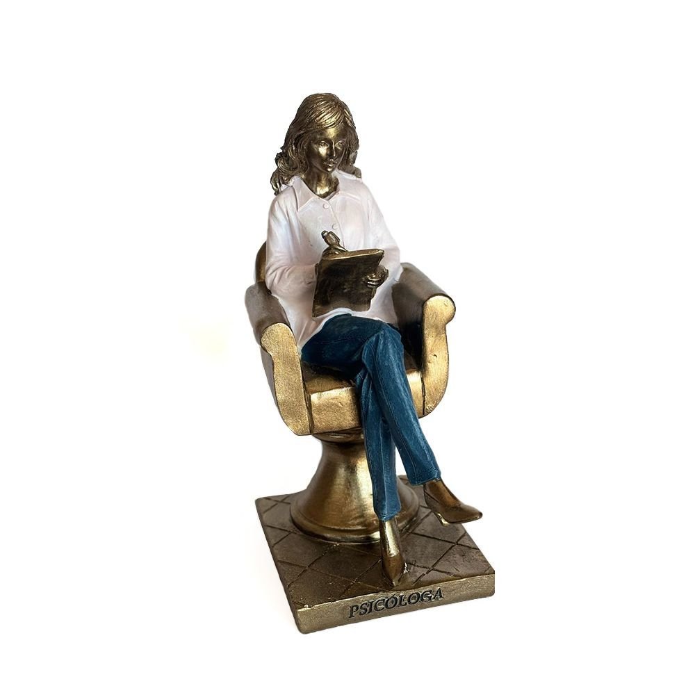 Estatueta Psicóloga Sentada com Caderno