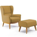 Ver imagem 1 de Kit Poltrona Decorativa Milena D02 com Puff Viseo Veludo Mostarda B-260 - Lyam Decor