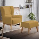 Ver imagem 2 de Kit Poltrona Decorativa Milena D02 com Puff Viseo Veludo Mostarda B-260 - Lyam Decor