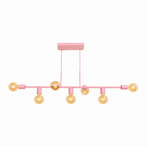 Pendente Ciciliano Aluminio Teto e27 7 Luzes Lumini Lab - Rosa Bebe