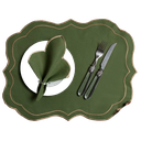 Ver imagem 1 de Kit 12 Pçs 6 Lugares Mesa Posta Sousplat Jogo Americano: Verde Musgo