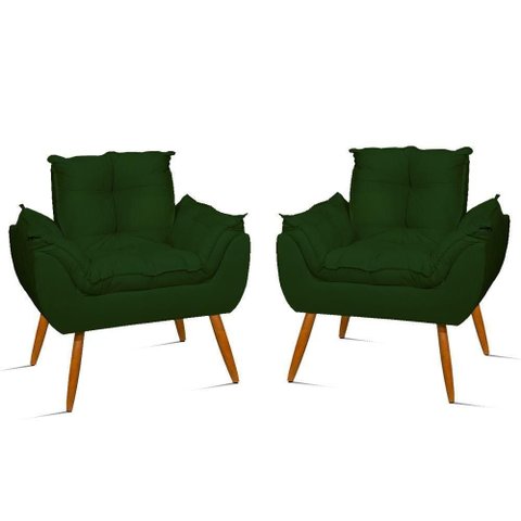 Kit 02 Poltronas de Lux Opala Recepção Sala Verde