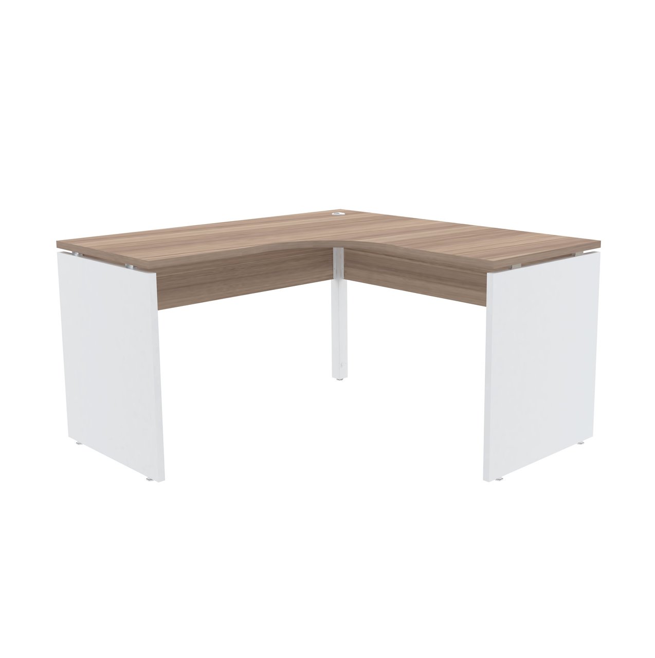 Mesa em L para Escritório 135x135 Pandin P25 - Naturalle/Branco