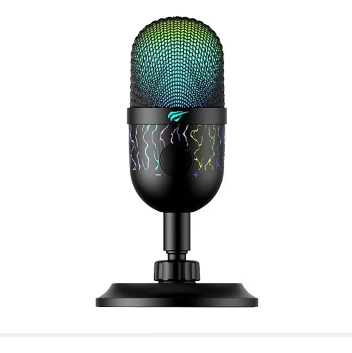 Microfone Gamer Mesa Usb Havit Gk52 Rgb Omnidirecional Cor Preto - 1