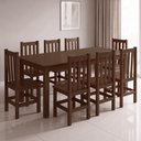 Ver imagem 1 de Conjunto Mesa de Jantar 8 Cadeiras 195x90cm Repleta - Castanho