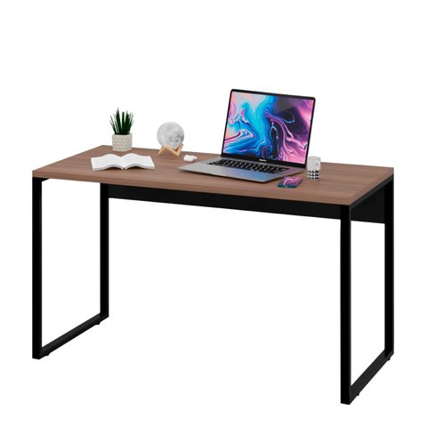 Mesa para Escritório Diretor Estilo Industrial 1,35m Netmobil - Nogal/preto