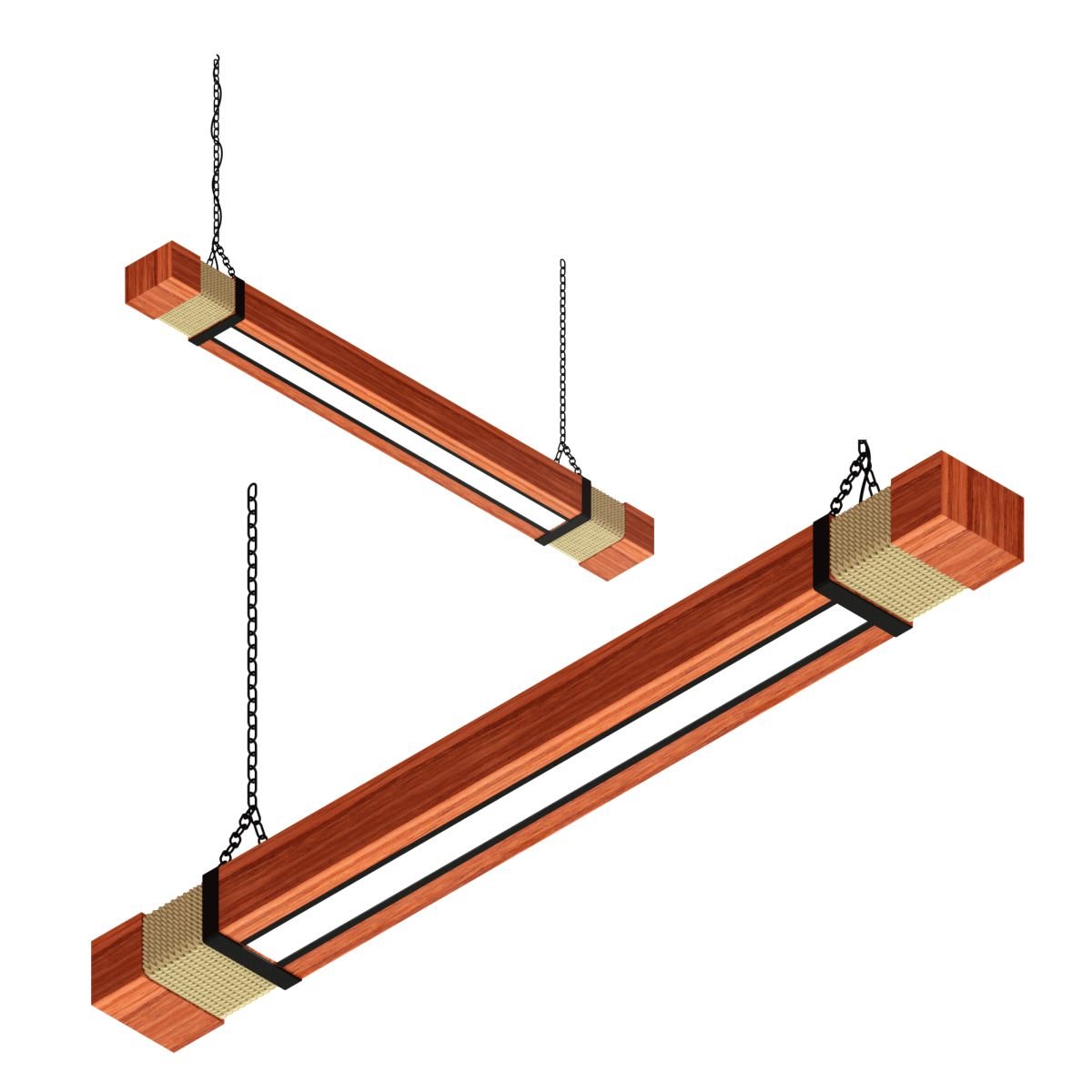 Pendente Led Orion 36w 4000lm Bivolt em Madeira Maciça com Corrente