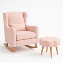 Ver imagem 2 de Poltrona de Balanço para Amamentação com Puff em Bouclé Rosa Cor Rosa