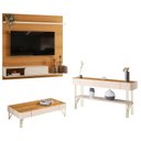 Ver imagem 1 de Painel para Tv Suspenso Evo com Mesa de Centro Cadenza e Aparador Vivant Cinamomo Off White – Hb Móv