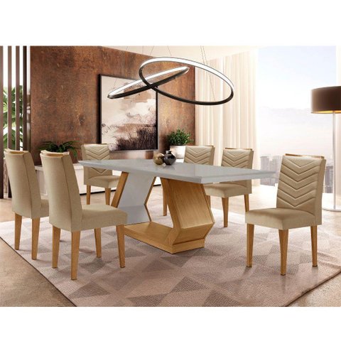 Mesa de Jantar 6 Lugares Retangular Rufato Alvorada Londrina Turim 07/off White/imbuia
