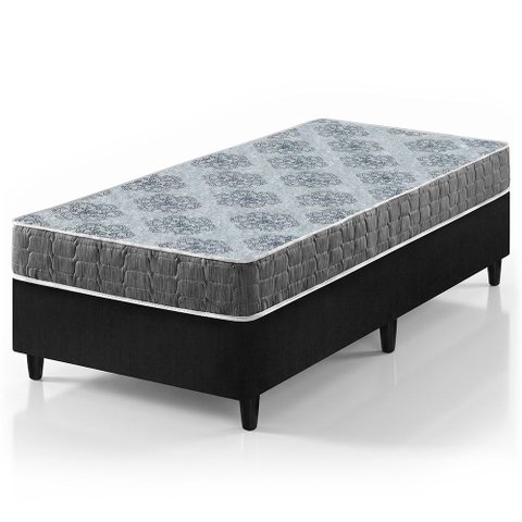 Cama Box Solteiro Preto + Colchão Espuma D23 Zidi Washington 88x188x51cm
