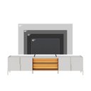 Ver imagem 6 de Rack para TV até 85 Polegadas com LED MDF 240cm 4 Portas Puxadores e Metal Maggiore Branco Off White/Freijó