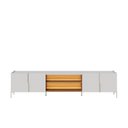 Ver imagem 2 de Rack para TV até 85 Polegadas com LED MDF 240cm 4 Portas Puxadores e Metal Maggiore Branco Off White/Freijó