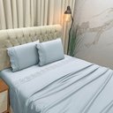 Ver imagem 2 de Jogo de Cama Lençol Queen Nupcial Percal 300 Fios 4 Peças - Cinza