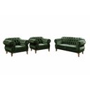 Ver imagem 1 de Conjunto Duquesa Chesterfield Sofá + 2 Poltronas Vintage Retrô - Veludo Verde
