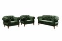 Ver imagem 1 de Conjunto Duquesa Chesterfield Sofá + 2 Poltronas Vintage Retrô - Veludo Verde