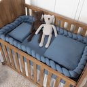 Ver imagem 1 de Protetor de Berço Trança Marina 4m Algodão Percal 200 Fios:cinza Jeans