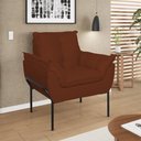 Ver imagem 1 de Poltrona Sofá Luxo Base Metal Preto Recepção Escritório Cor:terracota