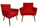 Ver imagem 1 de Kit 2 Poltronas Decorativa Onix Suede Vermelho Pés Madeira Ms Decor