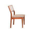 Ver imagem 5 de Kit 4 Cadeiras Madeira Maciça com Estofado e Fibra Natural Rattan Maya Yescasa Marrom/Champagne/Bege