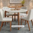 Ver imagem 2 de Mesa de Jantar Redonda C/ Vidro para 4 Lugares Donatella 115 Cm - Off White Fosco C/ Natural