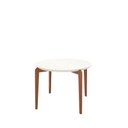 Ver imagem 1 de Mesa de Jantar Redonda C/ Vidro para 4 Lugares Donatella 115 Cm - Off White Fosco C/ Natural