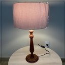 Ver imagem 2 de Kit 02 Abajur Madeira Sala Quarto Imbuia C. Algodão (bege)