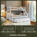 Ver imagem 3 de Treliche com Cama Casal em Madeira e Aux Casal C/ Gavetas Woodstore