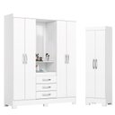 Ver imagem 1 de Guarda Roupa 04 Portas e 03 Gavetas Nápole com Armário Multiuso 2 Portas 3 Prateleiras B387 Branco