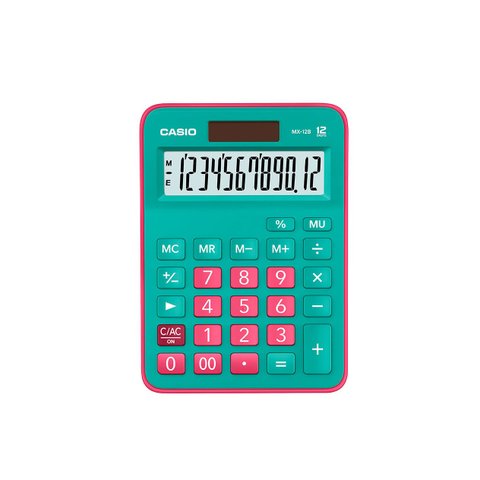 Calculadora Casio de mesa visor XL, 12 dígitos e alimentação dupla MX-12B Azul