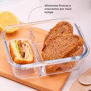 Ver imagem 2 de Pote Vidro Hermético Retangular com Divisória 4 Travas 640ml