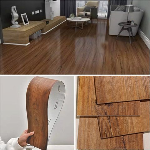Piso Vinílico Autocolante Régua Madeira Caixa 6m2 - Imbuia Rústica - Imitação Madeira